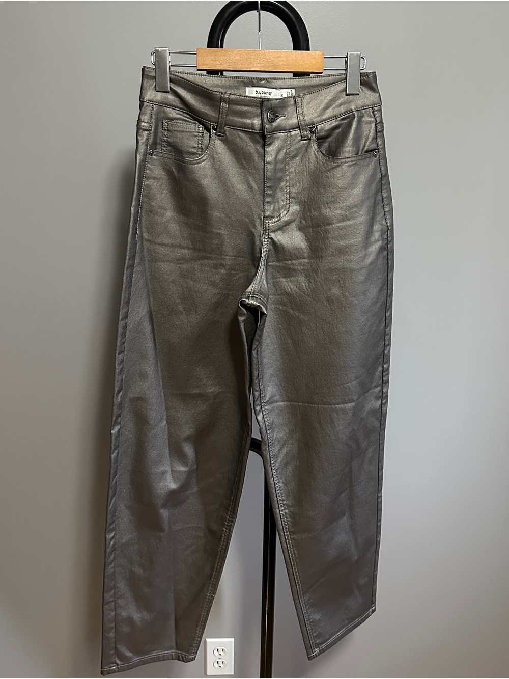 Ladies b.young Slim Leg Metallic Wax Twill Pants